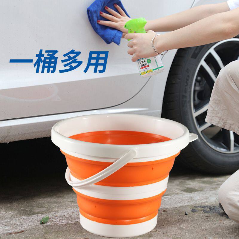 跨境便携式折叠水桶硅胶塑料车载水桶儿童户外钓鱼旅行多功能水桶