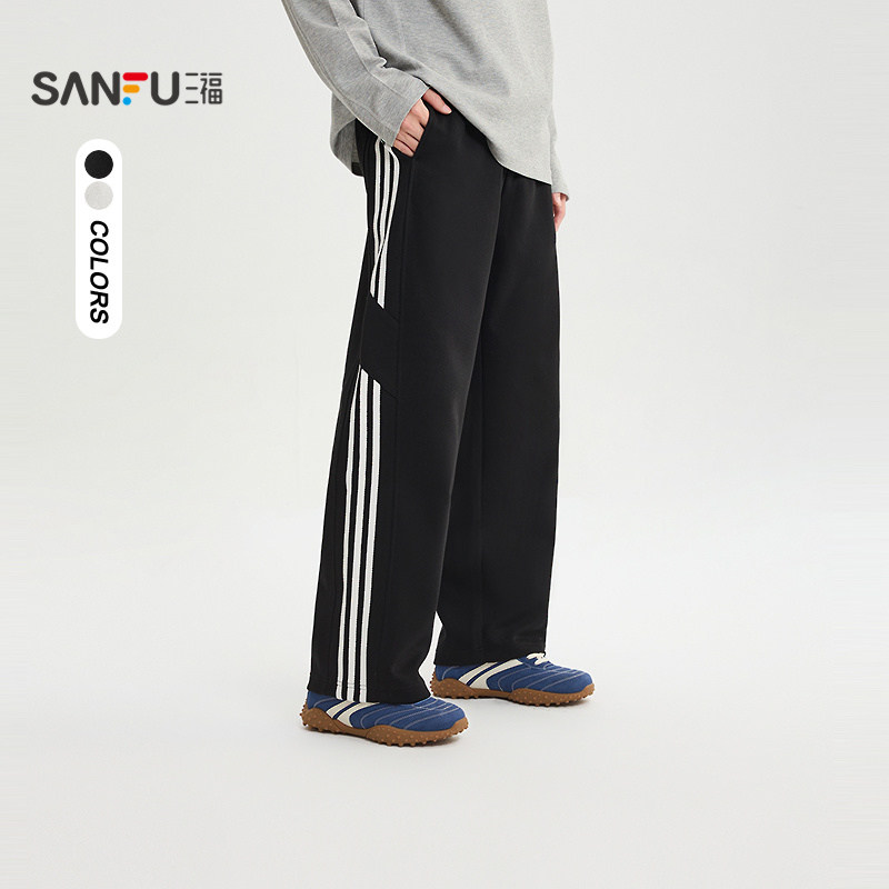 三福2026春季男士运动风织带休闲裤 宽松大直筒抽绳长裤519072,男装,休闲裤,淘宝优惠券,粉丝福利购,淘宝优惠卷
