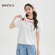 三福短T恤2026夏季 立体樱桃印花撞色圆领宽松上衣女装 521443