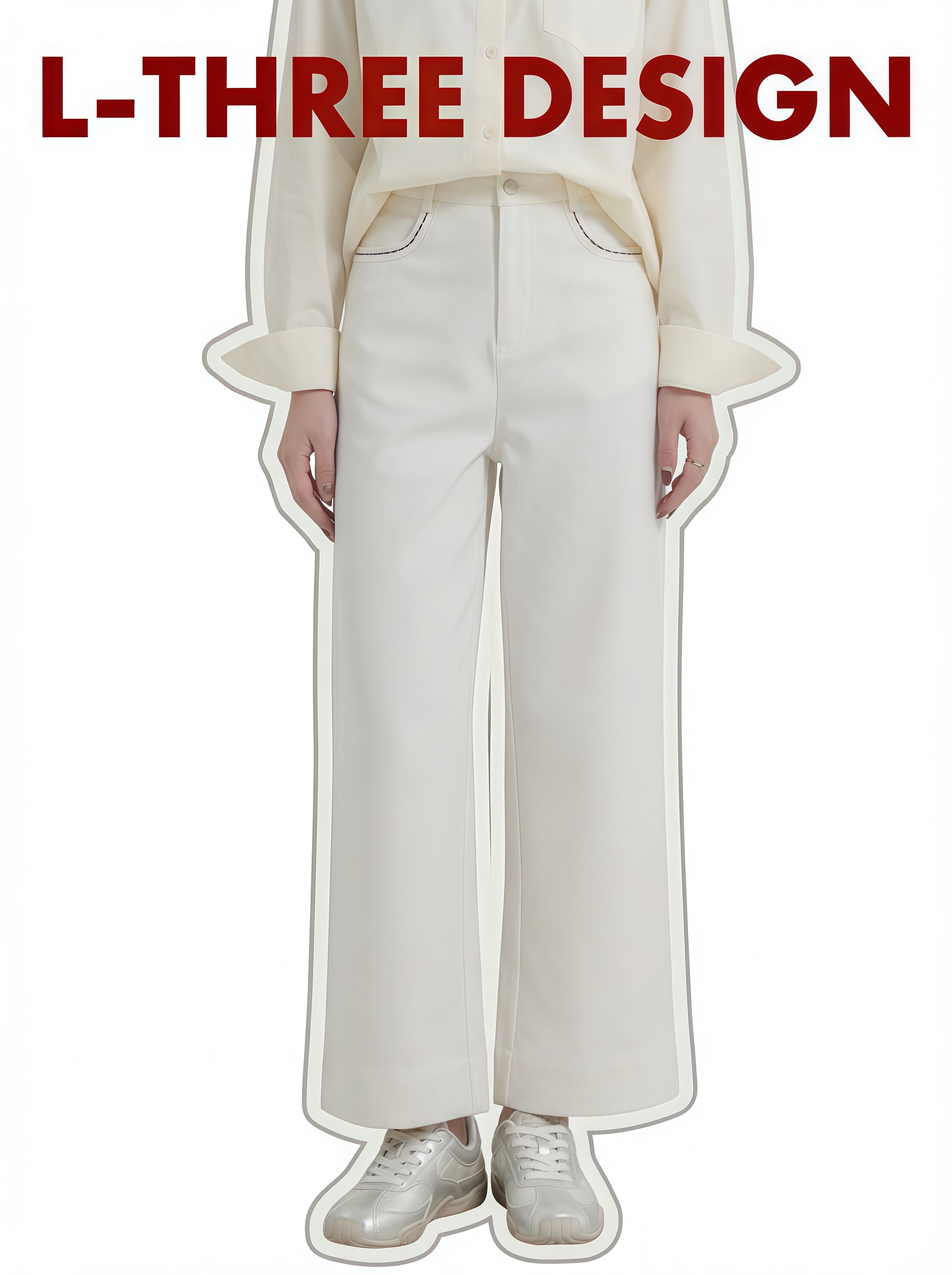 L-THREE『自制小白裤』口袋明线设计！超显瘦直筒裤
