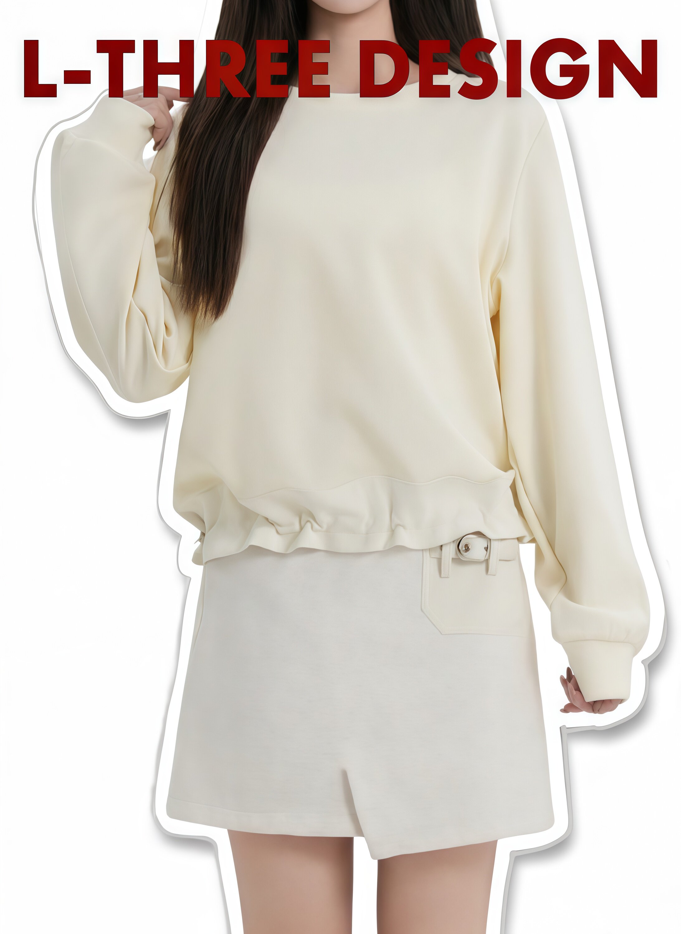 L-THREE『艺术生』下摆拼皮！抽绳时髦休闲卫衣