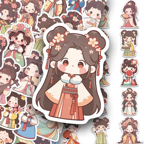 古风汉服贴纸民族服饰国风