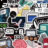 100张程序猿MEME贴纸卡通代码 饰防水贴画 编程系统工作小众高颜值手账手机壳笔记本装