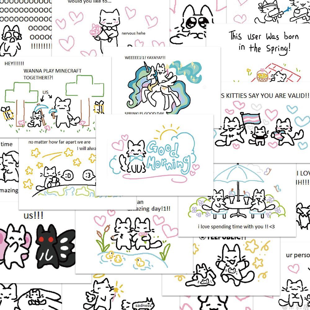 64张Kitten小猫简笔画贴纸