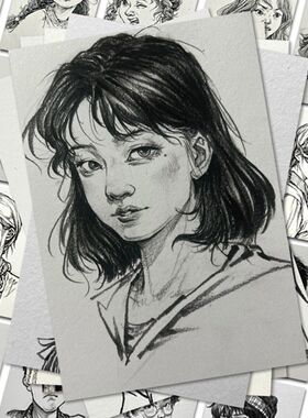 128张人物头部速写贴纸美术生素描练习临摹素材日常参考便利贴手机壳笔记本电脑平板水杯贴画