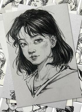 人物头部速写贴纸美术生