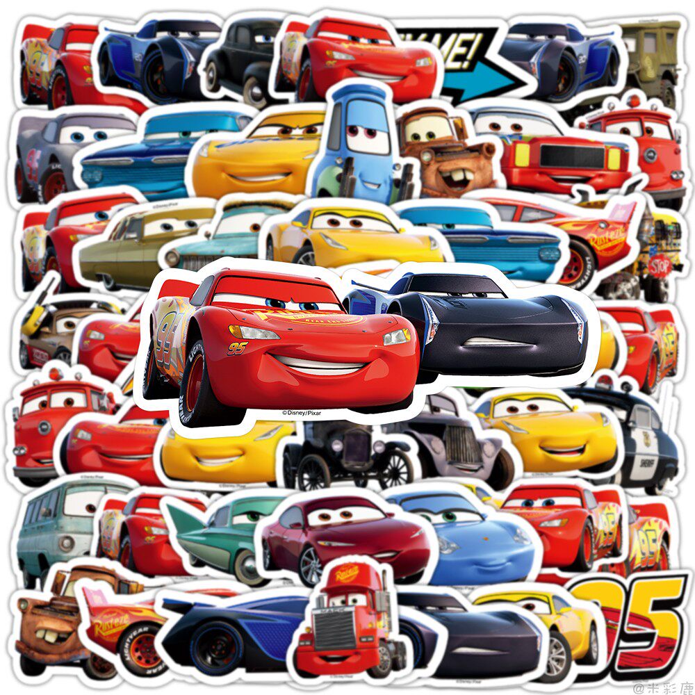 100张迪士尼官方授权汽车赛车总动员贴纸闪电麦昆板牙哈德逊医生莎莉