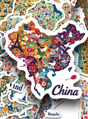 国家创意贴纸国家版图