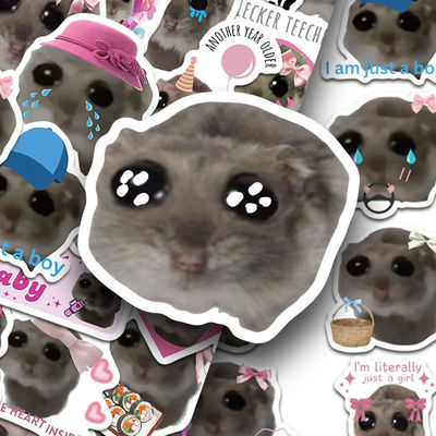 112张Sad Hamster Meme小仓鼠贴纸创意搞怪手账手机装饰防水贴画悲伤仓鼠贴纸手机壳文具手账自粘涂鸦贴画
