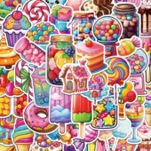 100张彩色糖果贴纸甜品蛋糕甜食卡通可爱少女心手账素材手机壳笔记本电脑ipad平板装 饰防水贴画