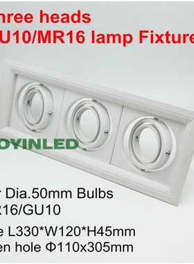 Three heads grilnle light fixture square ceiling downlight c