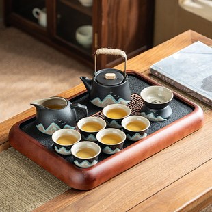 黑陶茶具套装2025新款中式提梁壶泡F茶陶瓷茶杯茶台一整套高档家