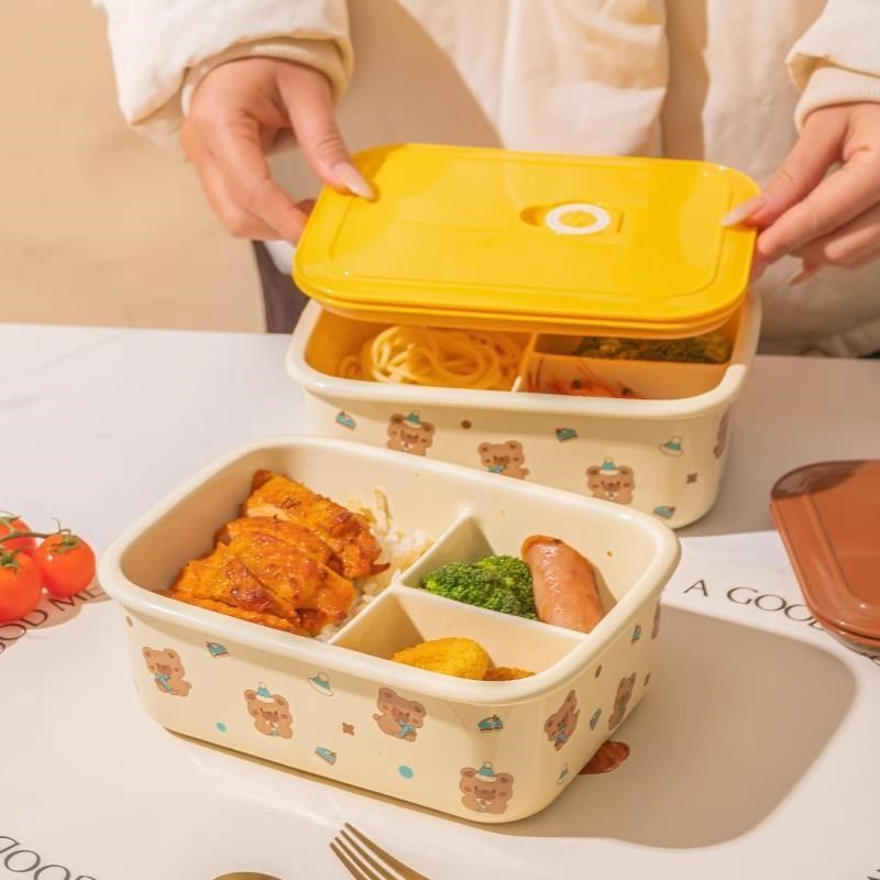 德国卡通b陶瓷学生分隔饭盒带盖便携微波炉加热上班族保鲜碗便当,餐饮具,保鲜盒,淘宝优惠券,粉丝福利购,淘宝优惠卷