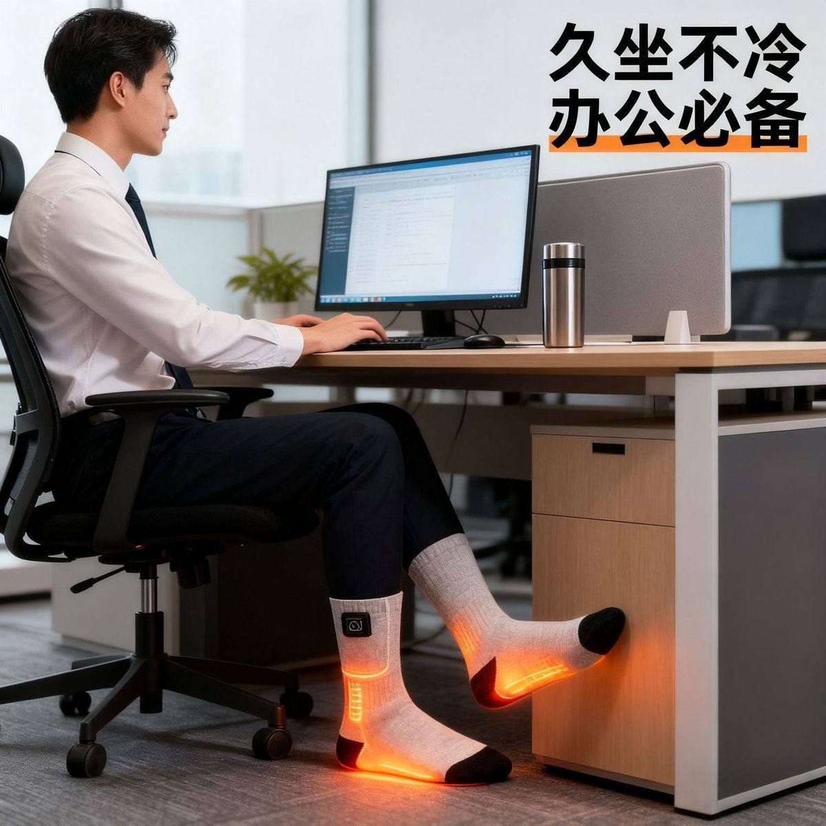 充电智能电加热袜子充电式电热袜全脚底滑雪发热袜冬季电暖脚神器