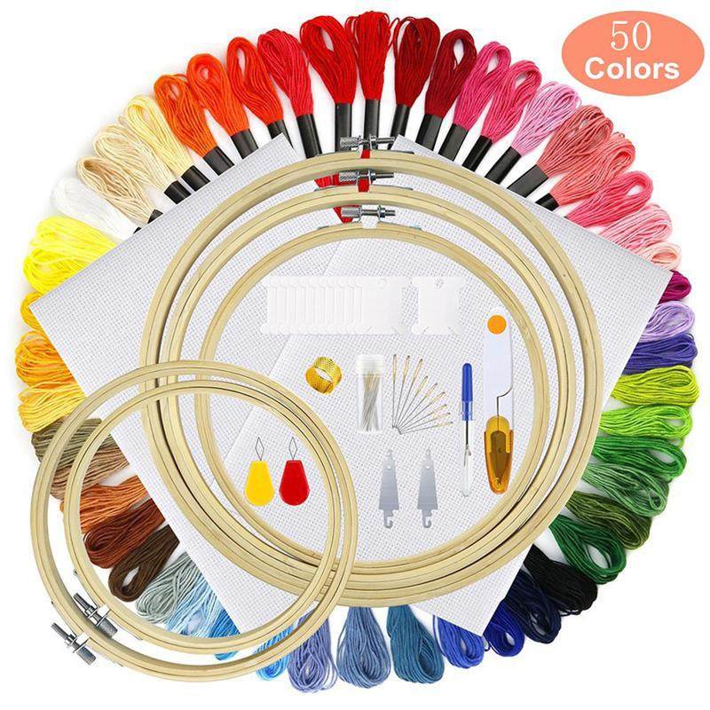 100色刺绣线dmc套装彩色涤棉线十字绣工具配件绣Z布绣圈组合