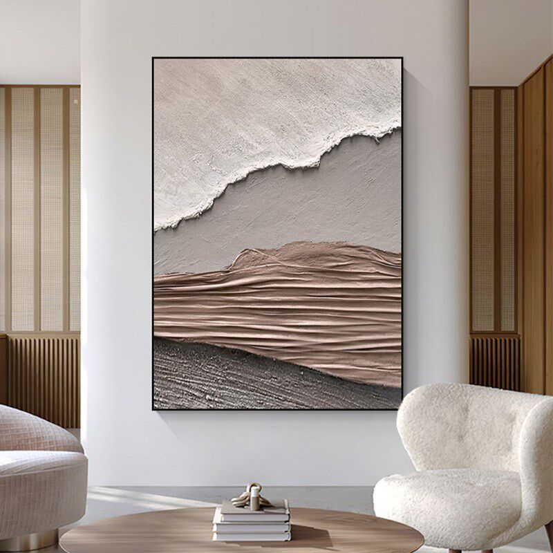 纯手绘油画布艺手工画抽象立体大幅肌理画客厅玄关U走廊装饰画赤