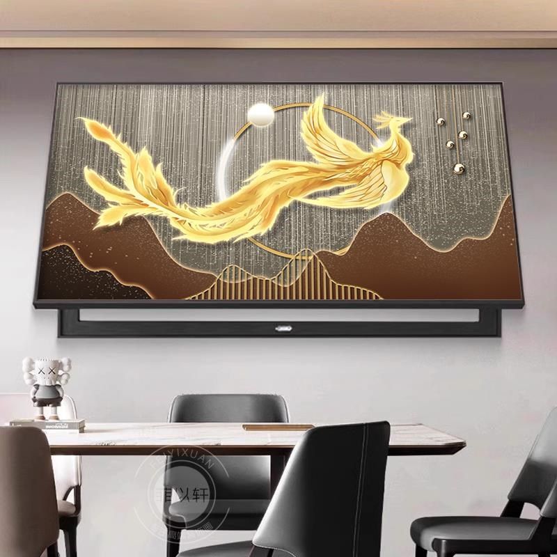 网红鎏金凤凰电j表箱装遮饰画高端大气大尺挂画挡寸弱电箱电闸盒,家居饰品,现代装饰画,淘宝优惠券,粉丝福利购,淘宝优惠卷
