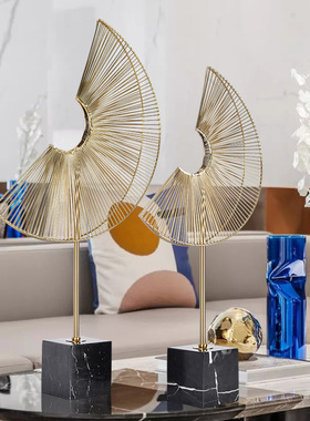 欧式轻奢摆件月亮摆件电镀拉丝防锈防潮样板P房装饰金属客厅摆件