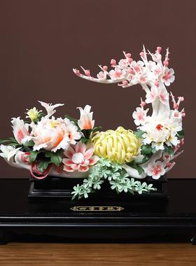 陶瓷客厅电视柜酒店装饰摆件新中式玄关手工工艺乔迁新居开业礼品