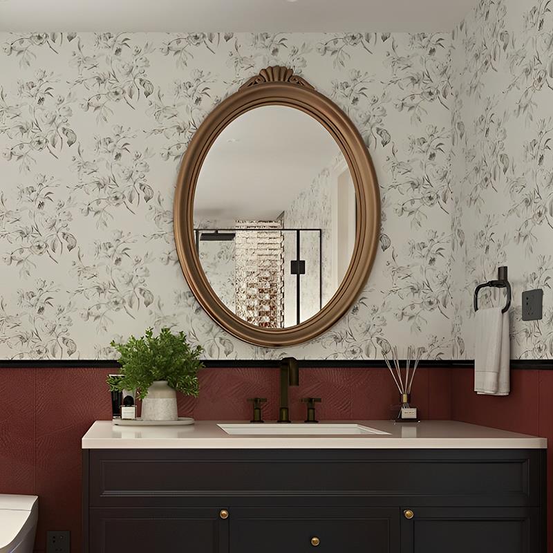 法式椭圆复古装饰镜轻奢led卫生间智能镜定制酒店轻奢化妆浴室镜