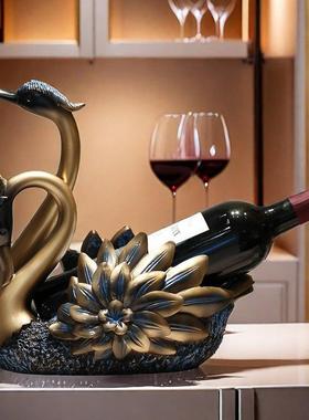 红酒架摆件天鹅客厅餐桌酒托 托高级感轻奢高档大气酒柜装饰品乔