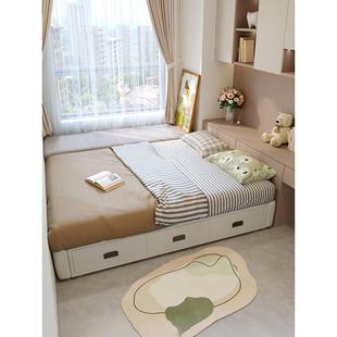 榻榻米落地床全榉木排骨架无床头无床头实木床带抽屉储物床悬浮床