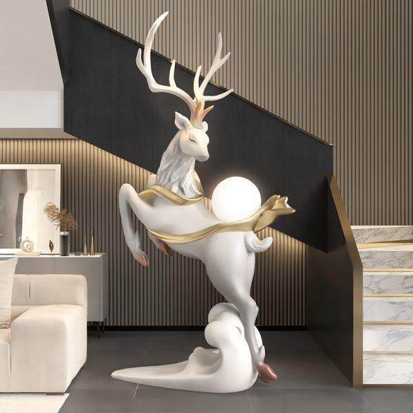 创意大型麋鹿落地摆件客厅电视柜沙发旁边轻奢装饰品开业乔迁礼物,家居饰品,落地摆件,淘宝优惠券,粉丝福利购,淘宝优惠卷