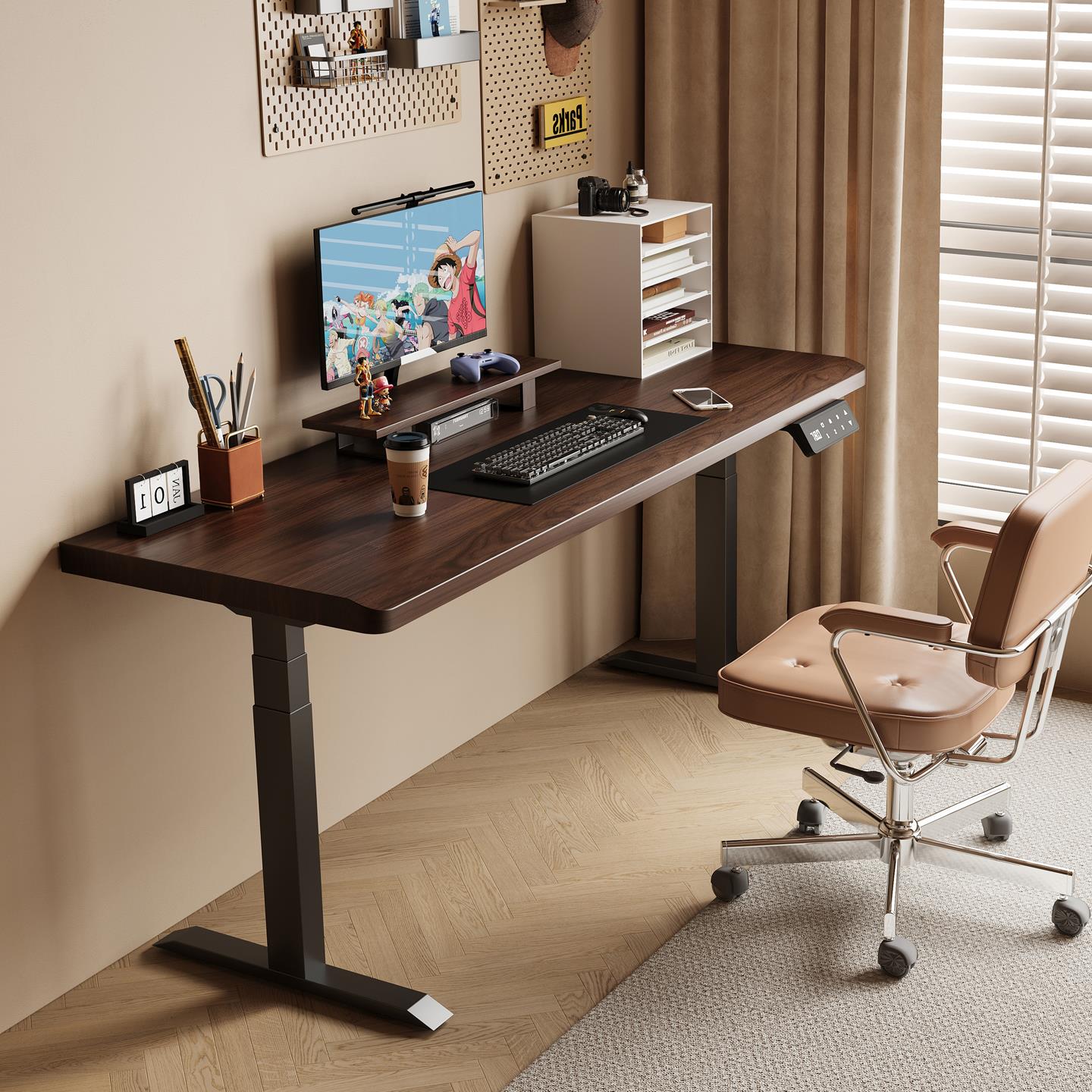 2025新款智能电动升降桌电脑台式桌家用书桌长条桌电竞桌办公桌