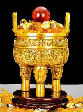 纯铜鼎鼎盛千秋摆件家用全铜桌面三足圆鼎开业礼品送礼聚宝鼎