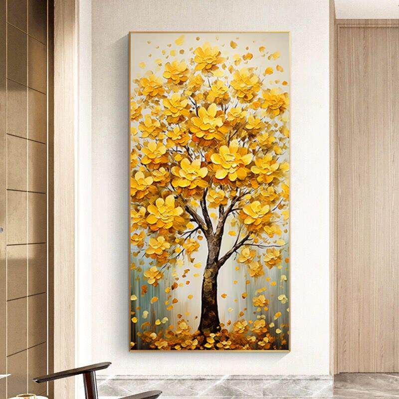 钱树钱树钻石画2025新全钻新中式入口走廊灯豪华点钻石十字绣