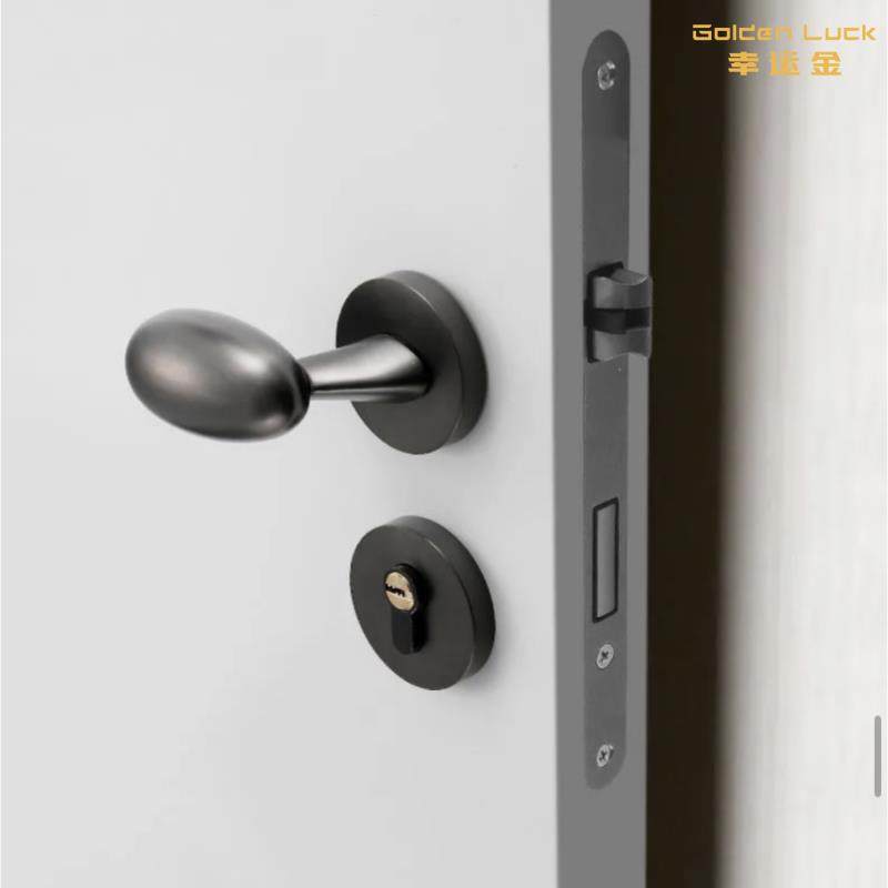 房门锁卧室可爱儿童房鹅蛋型实木门把手锁具家用静音磁吸房门锁