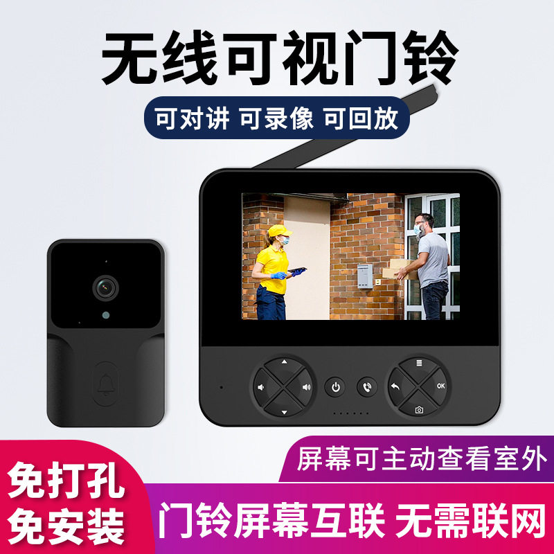 外贸爆款家用智能铃铛可视猫眼摄像头电子门镜监控门铃主动查看