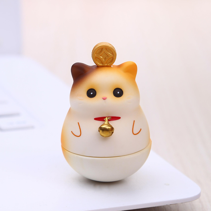 办公室桌面猫咪不倒翁摆件治愈系