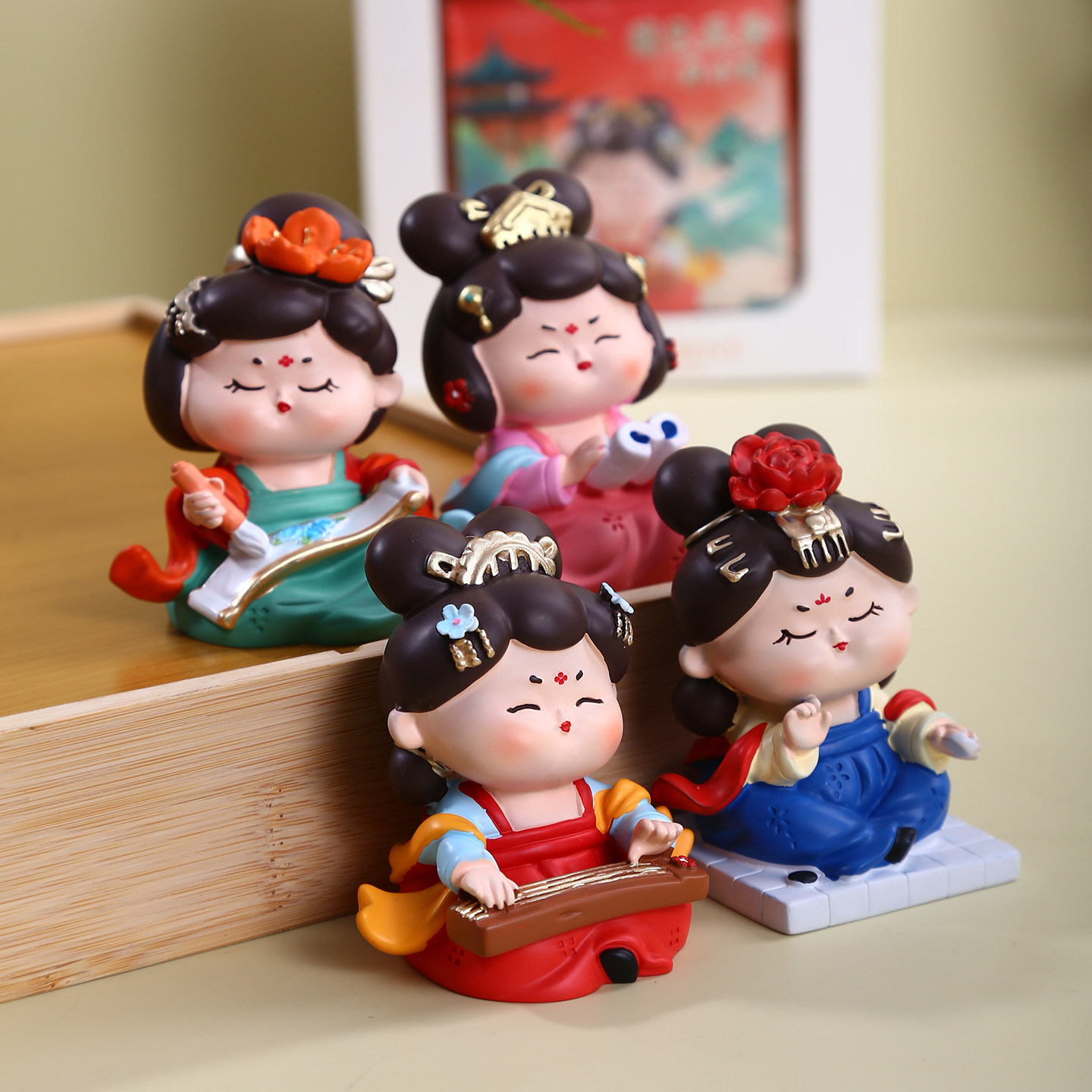 西安文创纪念品唐仕女摆件桌面琴棋书画特产伴手礼品旅游特色礼物