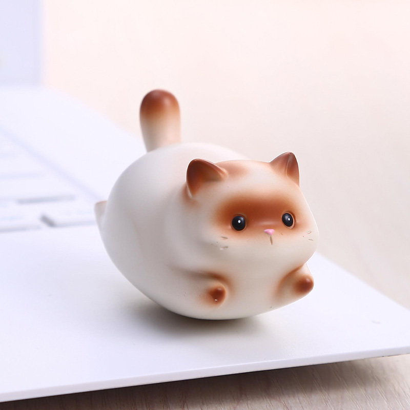 可爱暹罗猫咪手办公仔摇摇乐摆件
