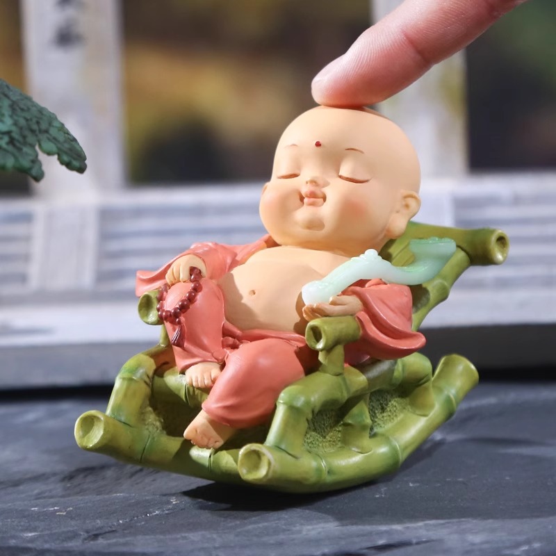 小弥勒佛摆件办公室桌面摆饰禅意