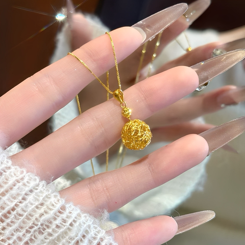 金包银工艺专柜同款定制新中式镂空金丝小球项链送女朋友节日礼物
