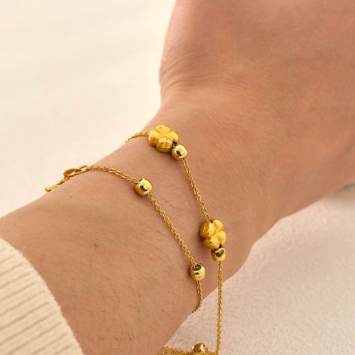 金包银工艺专柜同款定制新中式遇见幸运四叶草手链送女友节日礼物