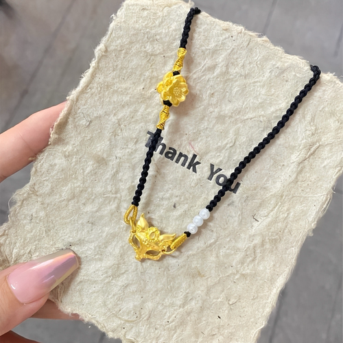 金包银工艺专柜同款定制优雅灵狐面具吊坠可调节送女朋友节日礼物