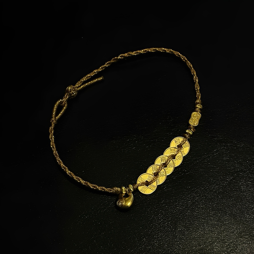 金包银工艺专柜同款定制新中式五帝钱胖福手镯可送女朋友节日礼物