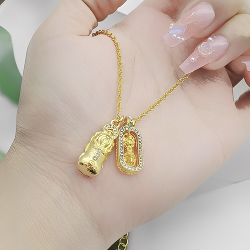 金包银工艺专柜同款定制新中式招财貔貅金刚杵吊坠送女友节日礼物