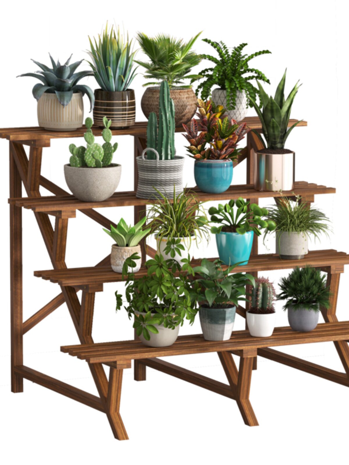 防腐木阳台花架子现代花盆客厅多层落地式阶梯实木户外庭院置物架