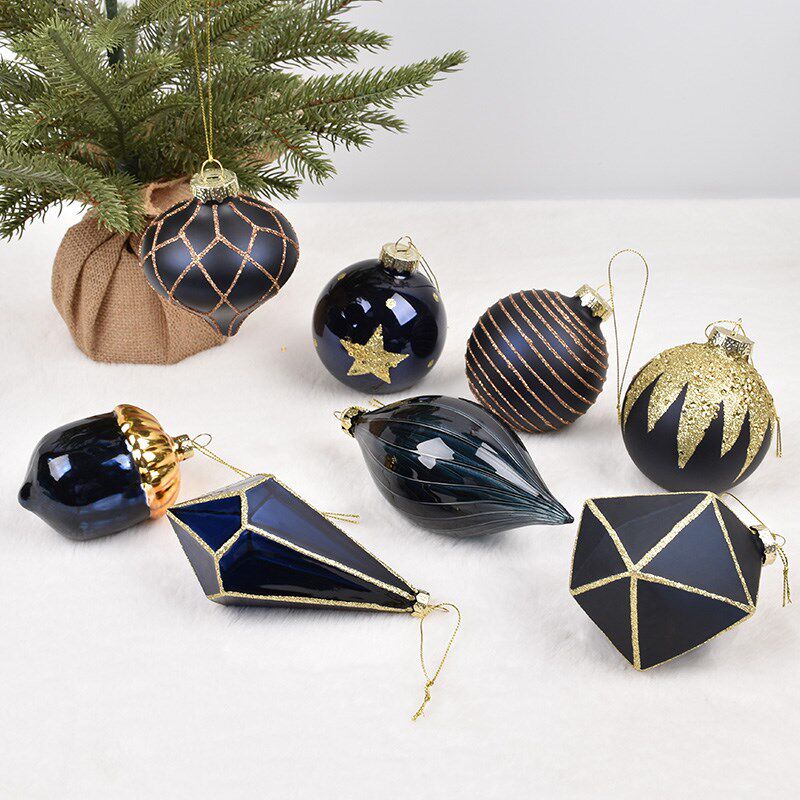 圣诞装饰品玻璃彩绘球挂件圣诞树场景布置玻璃吊球圣诞球装扮挂饰