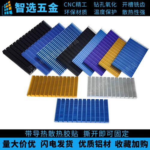 铝大功率密齿散热器导热背胶3080 3090显卡散热背板散热片长150MM