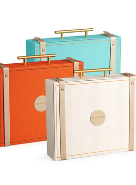 金属手提橙色圆中秋包装流心奶黄月饼包装盒酒店盒子手工月饼专版