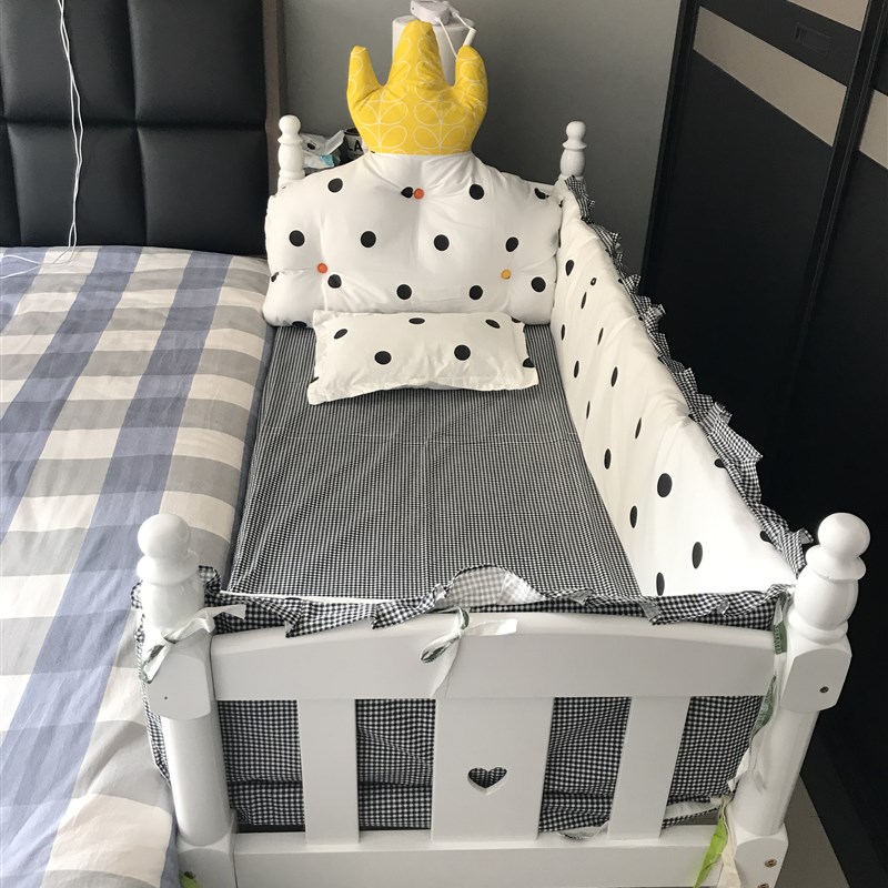 多功能实木婴儿床拼接大床儿童床新生儿白色加宽床边带护栏拼接床