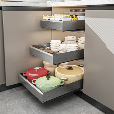 厨房抽拉式置物架柜内下水槽调料拉篮橱柜里碗架抽屉收纳盒筐神器