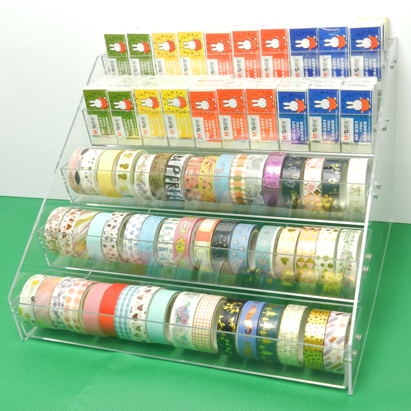 文具整理橡皮擦收纳盒书店贴纸手帐胶棒展示架多层纸胶带陈列架子图片