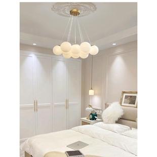 星球灯泡泡球吊灯云朵月球客厅主灯魔豆玻璃云石法式轻奢卧室灯具