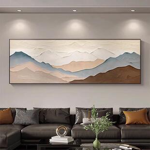 层峦叠翠背有靠山大芬村手绘油画高级感客厅装饰画画肌理印象挂画